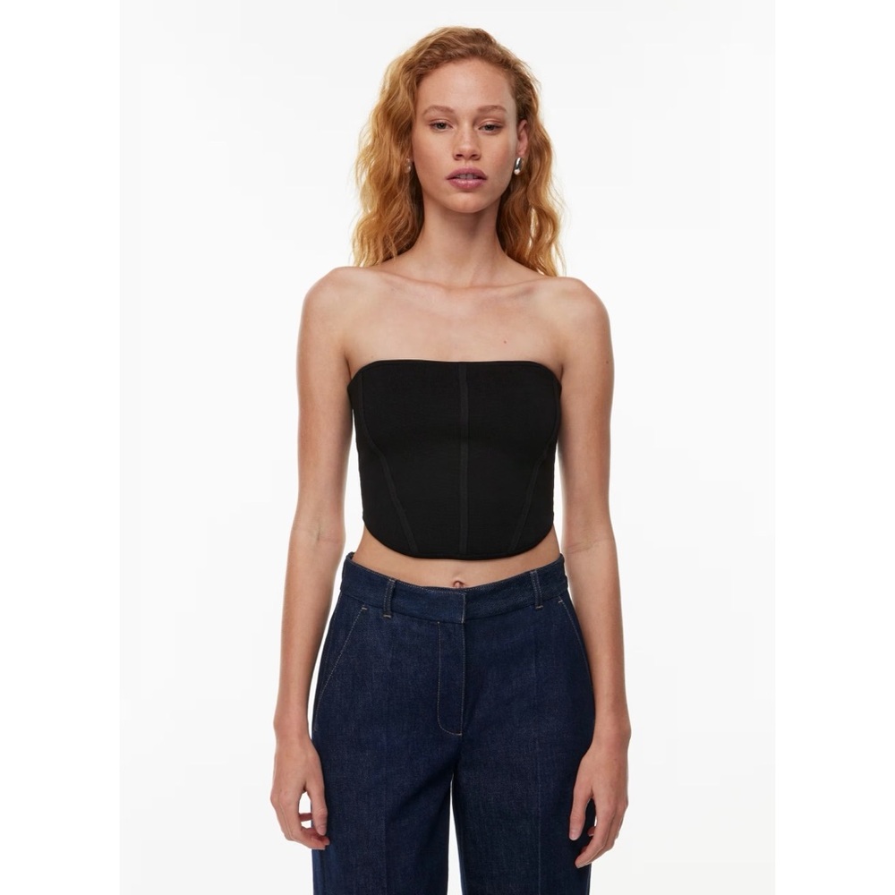 NWT Aritzia Sculpt Knit Bustier Tube Top in Black Size 2XS